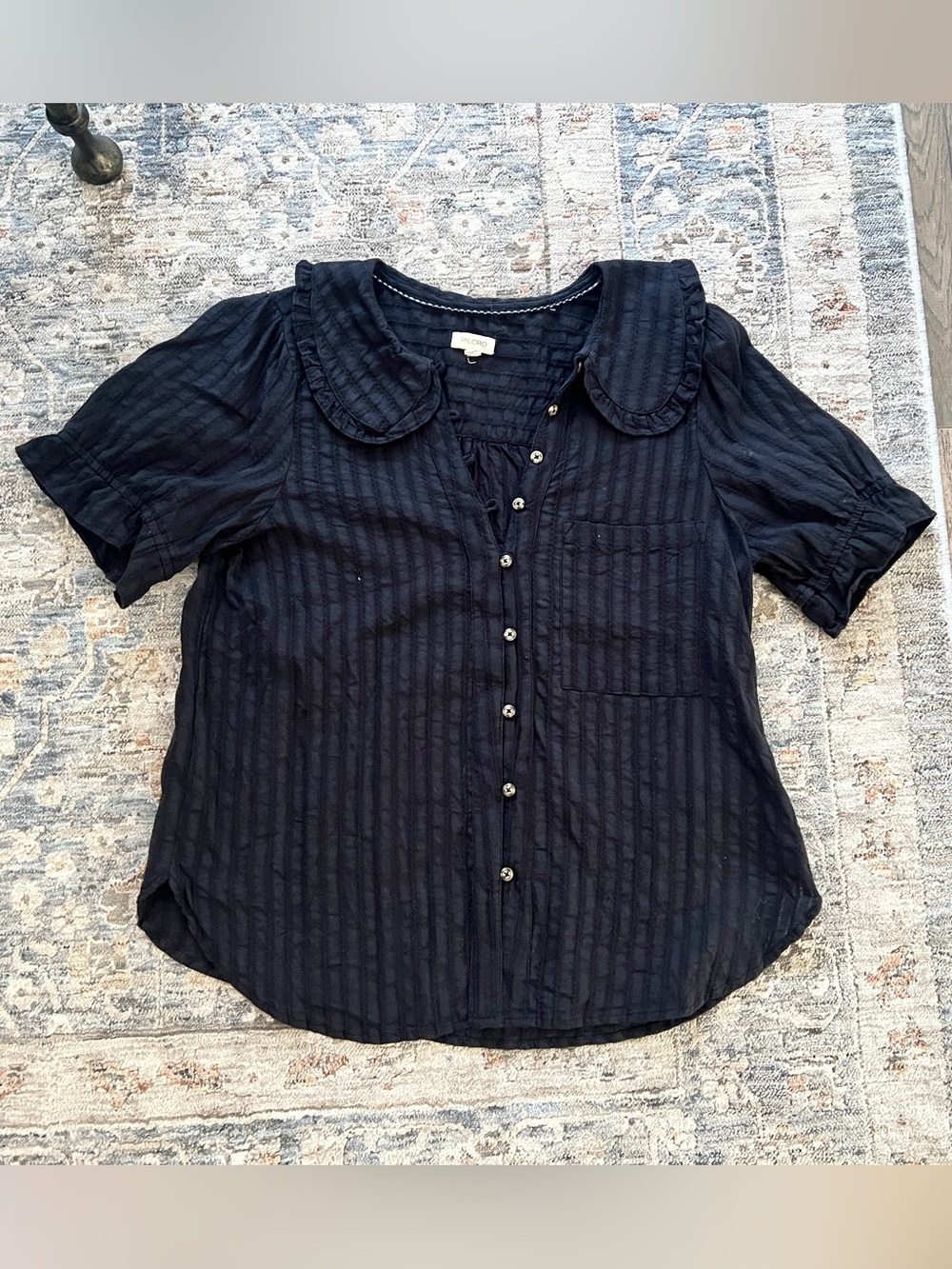 Anthropologie Black Button-Front Blouse